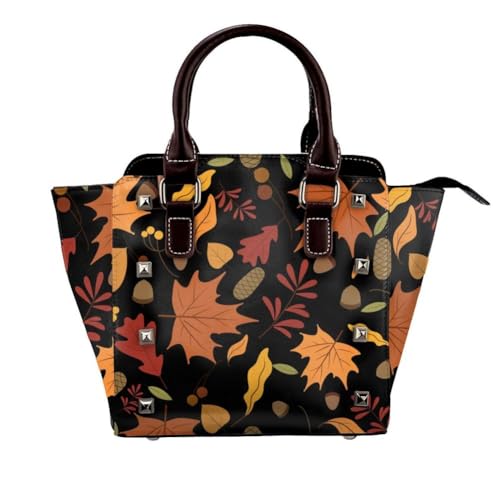Top Griff Satchel Mit Lebendigem Herbst Laubdesign, Crossbody -Umhängetasche Für Frauen Jeden Tag Carryall Verstellbares Riemen,Braun von Axrrl