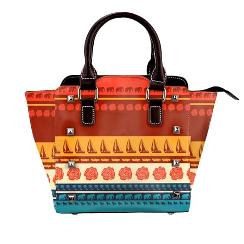 Vintage -Muster -Einkaufstasche Für Damen Top Griff Satchel -Geldbörse Mit Abnehmbarem Schultergurt Alltag Handtasche Frauen,Multi Colored von Axrrl