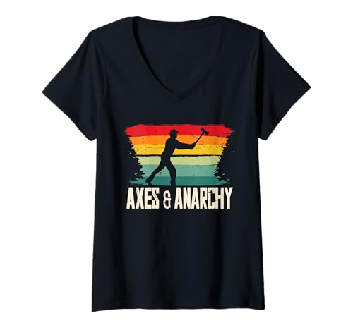 Damen Axtwerfen Holzfäller Beil Zielwurf Axes & Anarchy T-Shirt mit V-Ausschnitt Damen Axtwerfen Holzfäller Beil Zielwurf Axes & Anarchy T-Shirt mit V-Ausschnitt von Axtwerfen Holzfäller Beil Zielwurf