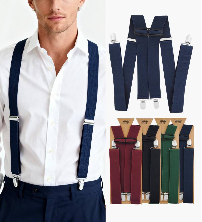 Herren Hosenträger 4 Stabile Clips H-Form 3, 5cm Breit Verstellbar Und Elastisch Hochwertig von AxyByDesign