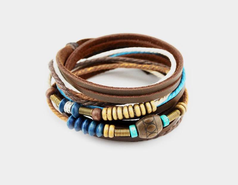 Lässiges Wickelarmband Aus Leder Und Baumwolle - Verstellbar, Handgefertigt, Armband, Lederarmband Herren Damen Lässiges Wickelarmband Aus Leder Und Baumwolle - Verstellbar, Handgefertigt, Armband, Lederarmband Herren Damen von AxyByDesign