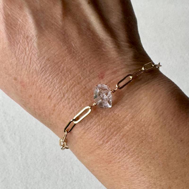 Herkimer Diamant Armband/Rohquarz Gold Perlen Rohe Kristallperlen Zierliche Herkimer Diamant Armband/Rohquarz Gold Perlen Rohe Kristallperlen Zierliche von AyaKazari