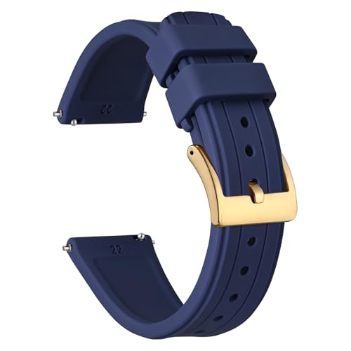 Ayadoo 24mm blu Silikon-Uhrenarmband, Herren-Schnellverschluss-Band mit Goldene Schnalle von Ayadoo