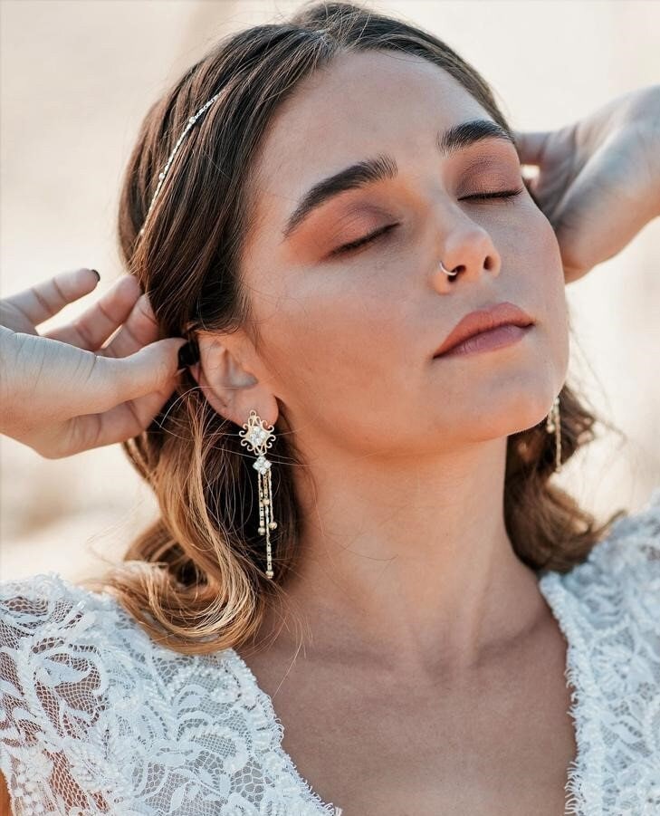 Boho Braut Ohrringe Für Hochzeit Schmuck, Ketten von Ayajewellery