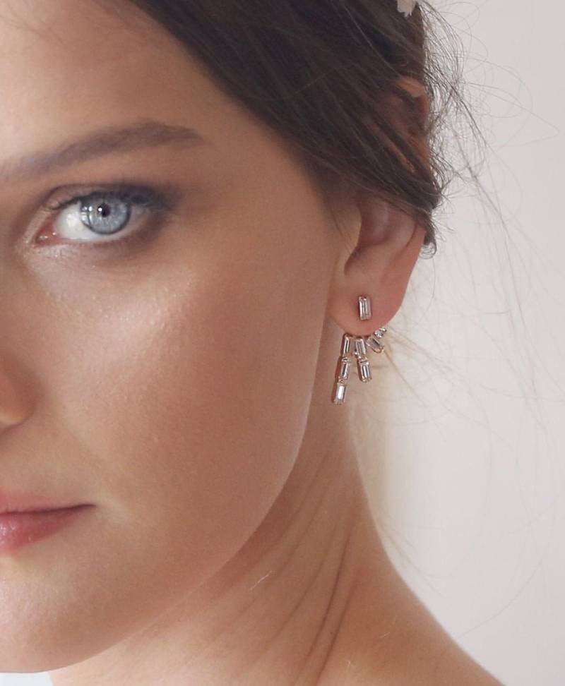 Braut Ohrjacke, Gold Kristall Silber Hochzeit Ohrringe von Ayajewellery