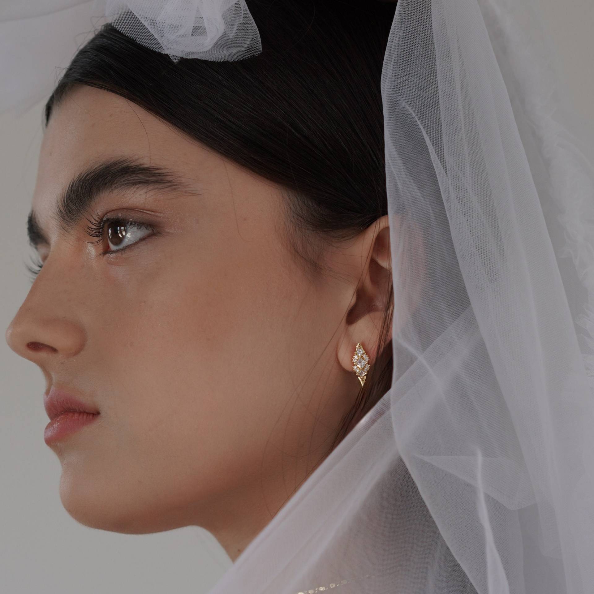 Kristall Ohrstecker - Brautjungfer Geschenk Schlichte Elegante Gold, Silber Oder Roségold Hochzeitsschmuck von Ayajewellery