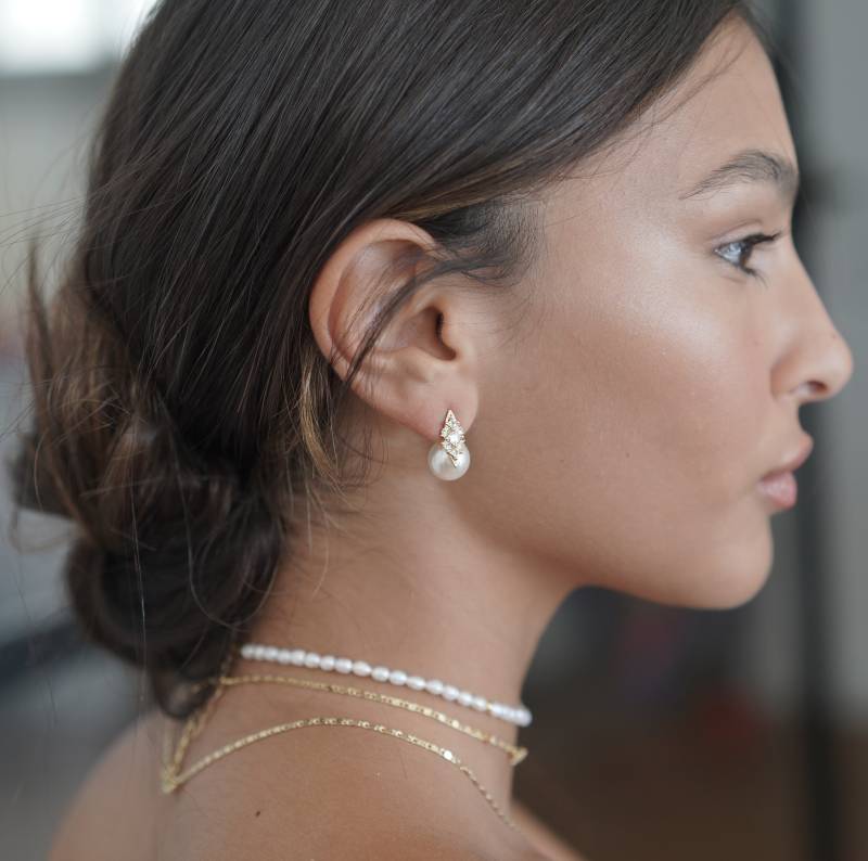 Perle Ohrstecker, Braut Perlen Ohrringe von Ayajewellery