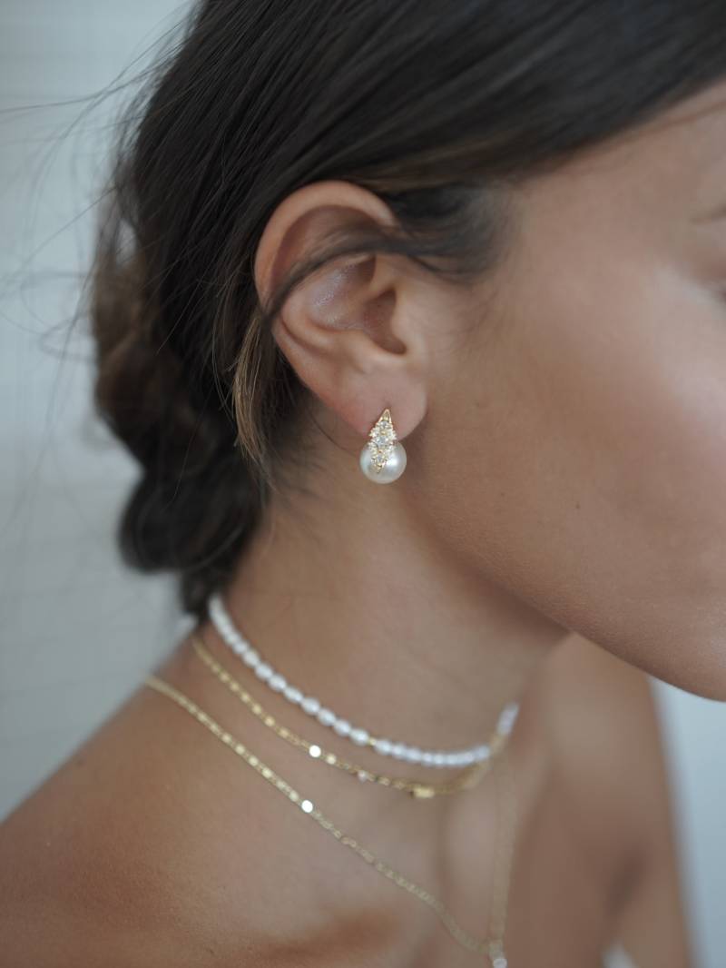 Perle Ohrstecker, Braut Perlen Ohrringe von Ayajewellery