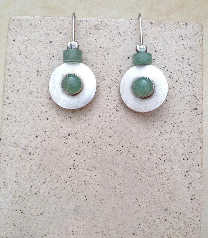 Aventurin Ohrringe, Handgemachte Edelsteine Silber Grünstein Naturstein Schmuck von AyalaBinor