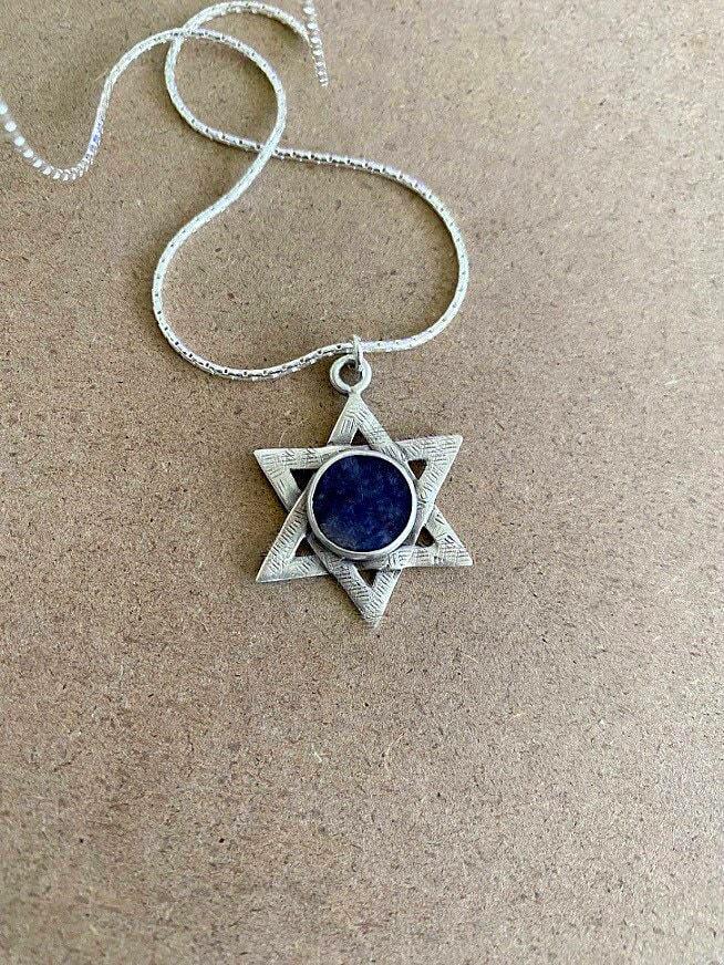 Großer David Stern Anhänger, Halskette, Handgemachte Sterling Silber Stern, Halskette Made in Israel von AyalaBinor