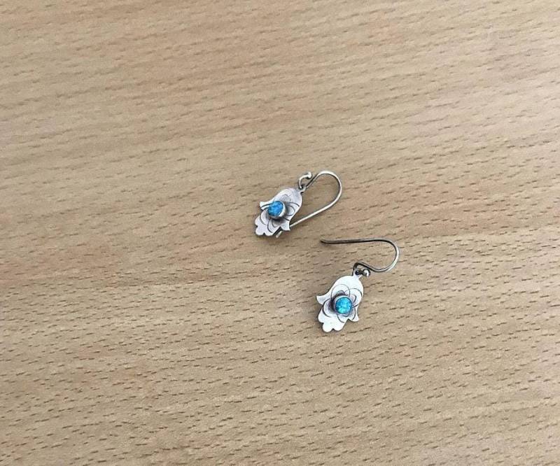 Hamsa Ohrringe Mit Opal, Silber Ohrringe, Hand Juwel von AyalaBinor