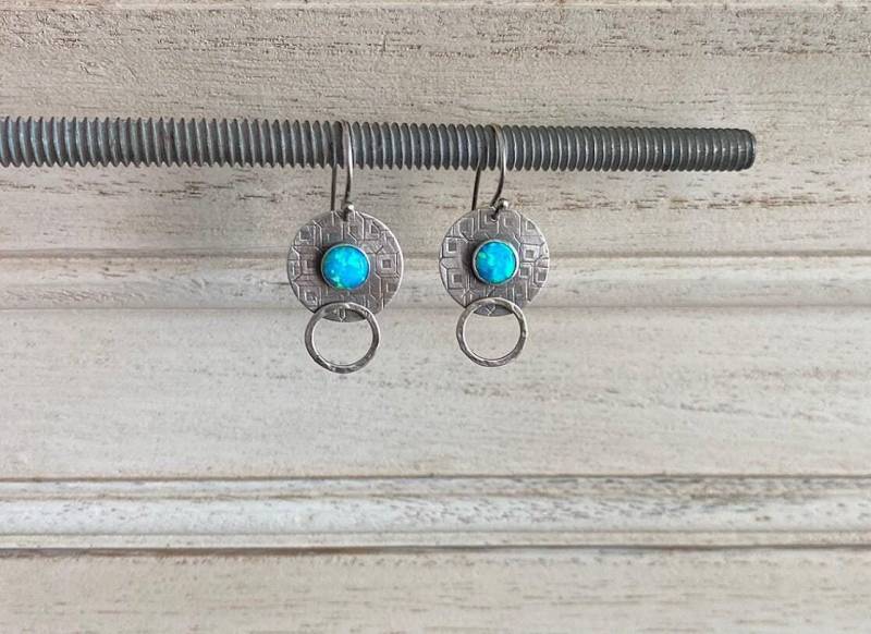 sterling Silber Opal Ohrringe Blauer Edelstein von AyalaBinor