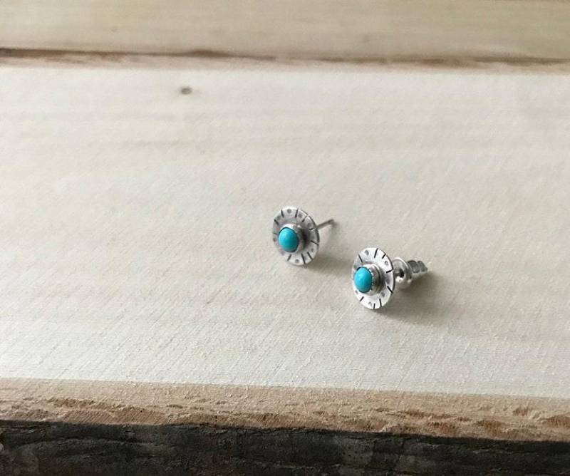 Handgemachte Sterling Silber Türkis Ohrstecker Oxidierte Edelstein Beiträge von AyalaBinor
