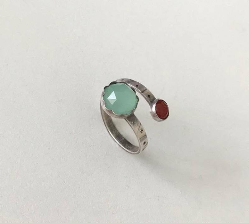 Verstellbarer Sterling Silber Ring Offen Bunt Gewickelter Ring von AyalaBinor