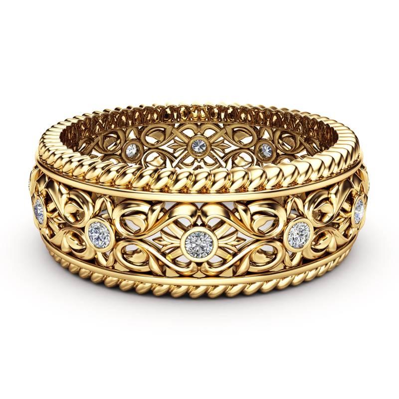 14K Gold Art Deco Lab Diamant Herren Ehering von AyalaDiamonds