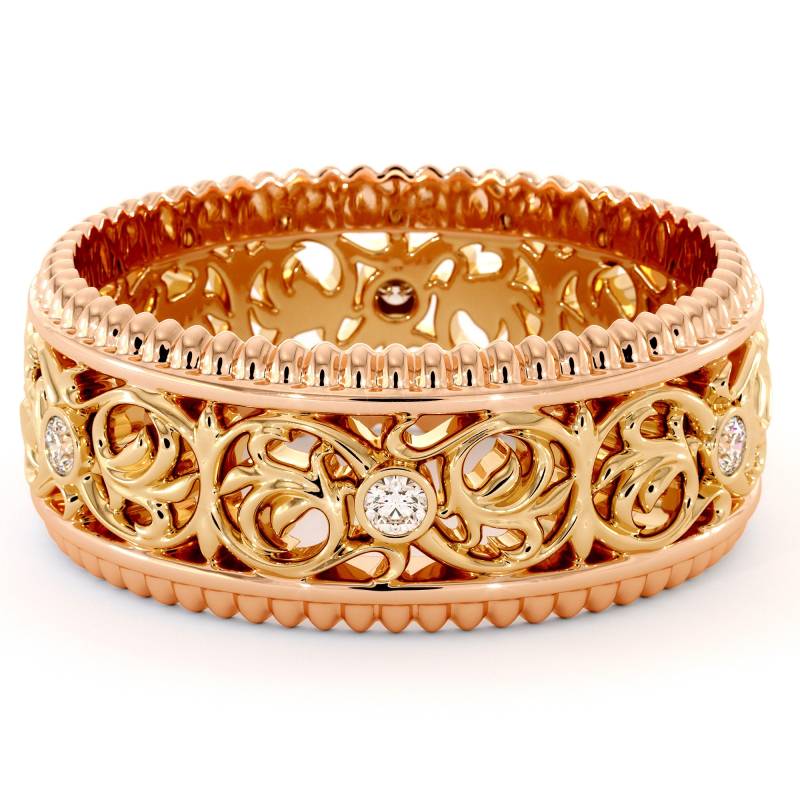 14K Gold Lab Diamant Eternity Ehering - Filigranes Design von AyalaDiamonds