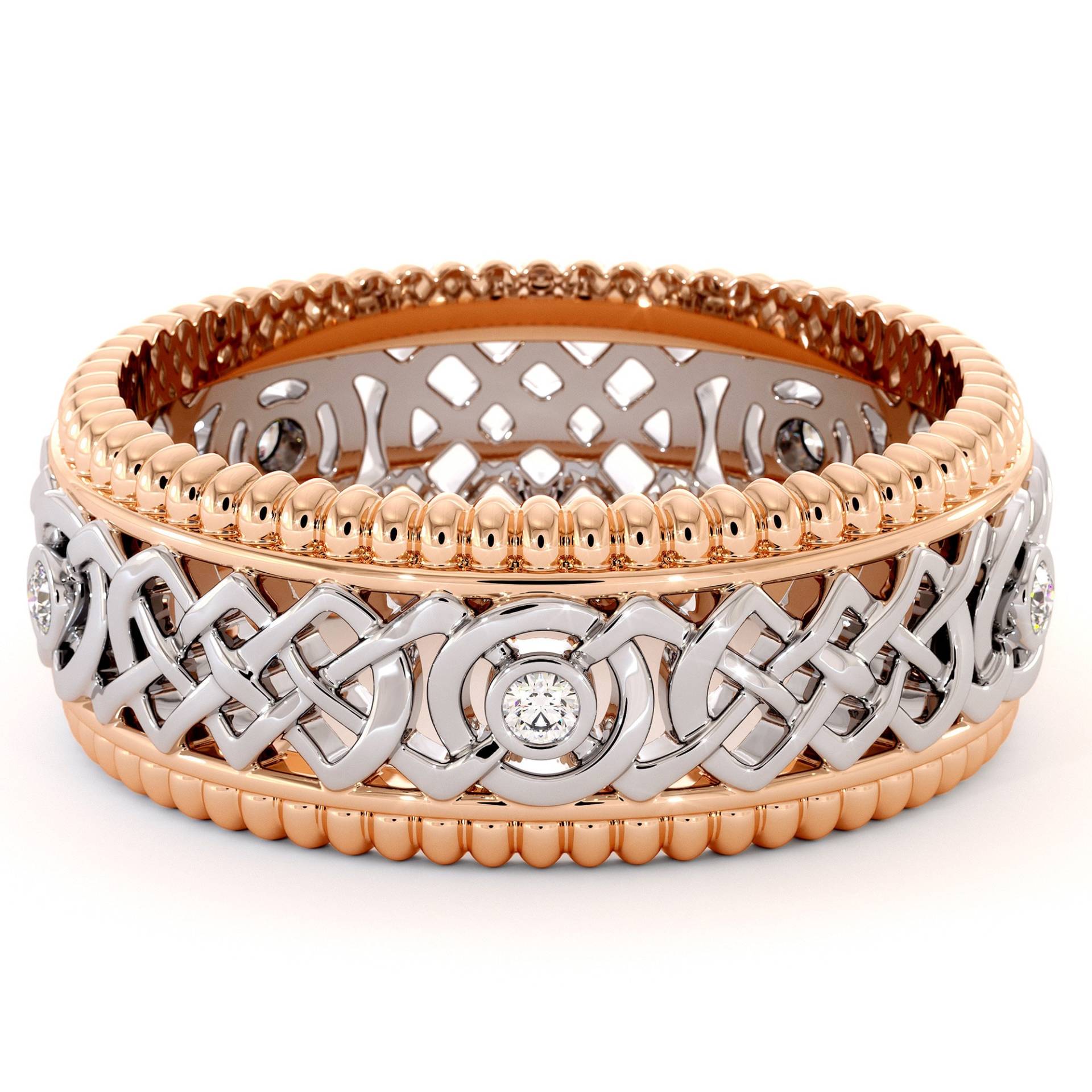 14K Gold Lab Diamant Herren Ehering Weiß - & Roségold von AyalaDiamonds