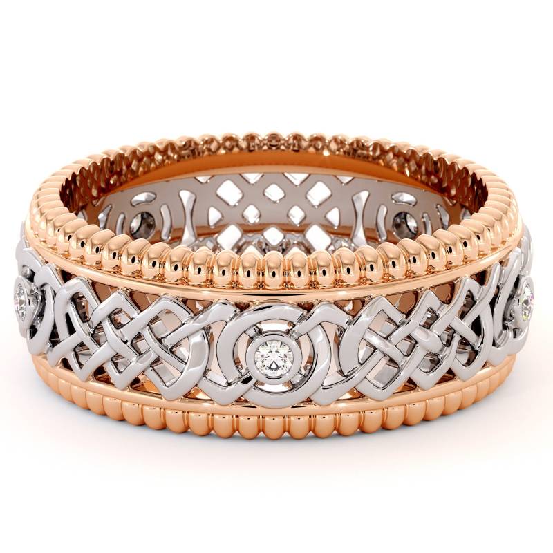 14K Gold Lab Diamant Herren Ehering Weiß - & Roségold von AyalaDiamonds