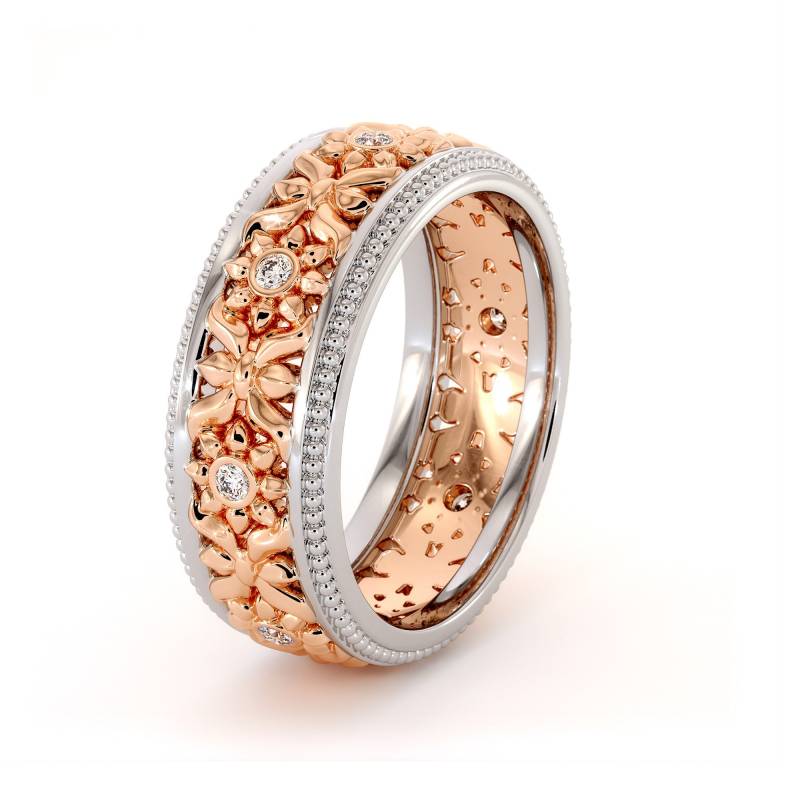 14K Two Tone Lab Diamant Ehering Rosé - Und Weißgoldring von AyalaDiamonds