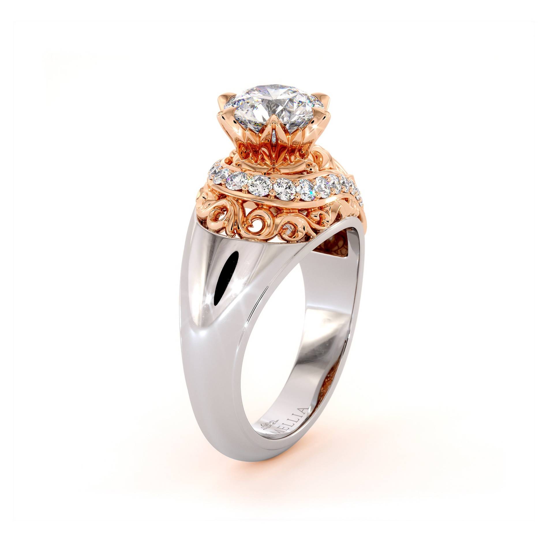 Atemberaubender Moissanite Two Tone Gold Verlobungsring Einzigartiger Diamant Ring von AyalaDiamonds