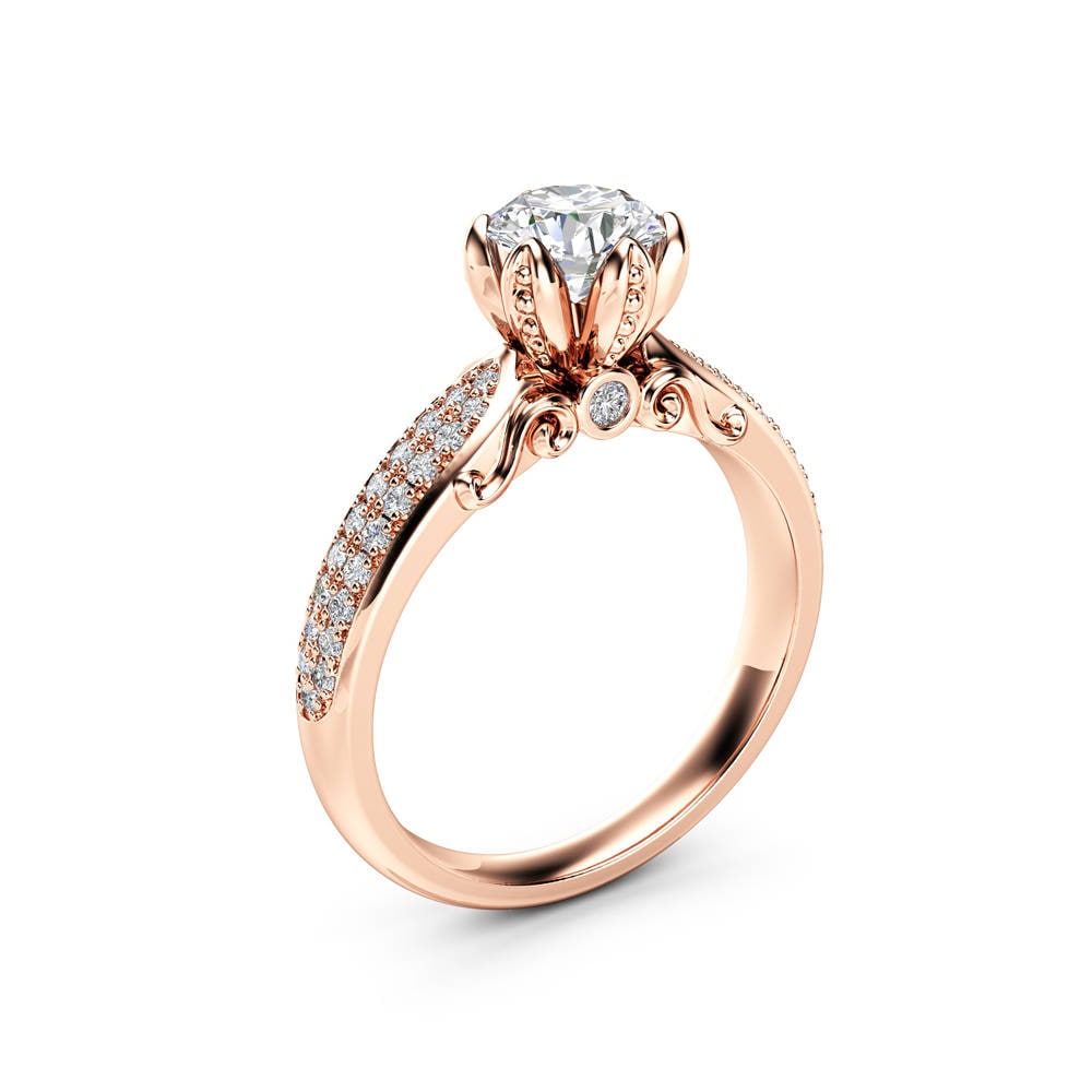 Bemerkenswerter Jubiläum Diamant Ring Kronenfassung Rose Gold Feiner Ehering von AyalaDiamonds