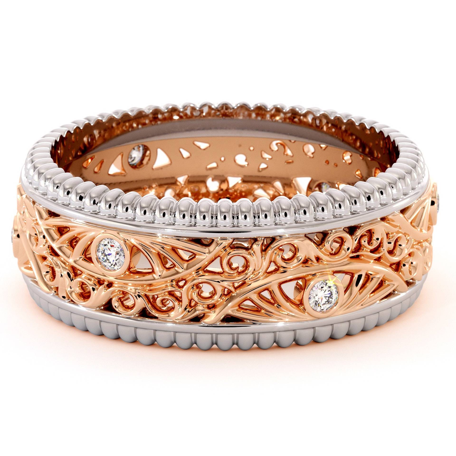 Diamant Herren Ehering Handgefertigter 14K Gold Einzigartiger Ring von AyalaDiamonds