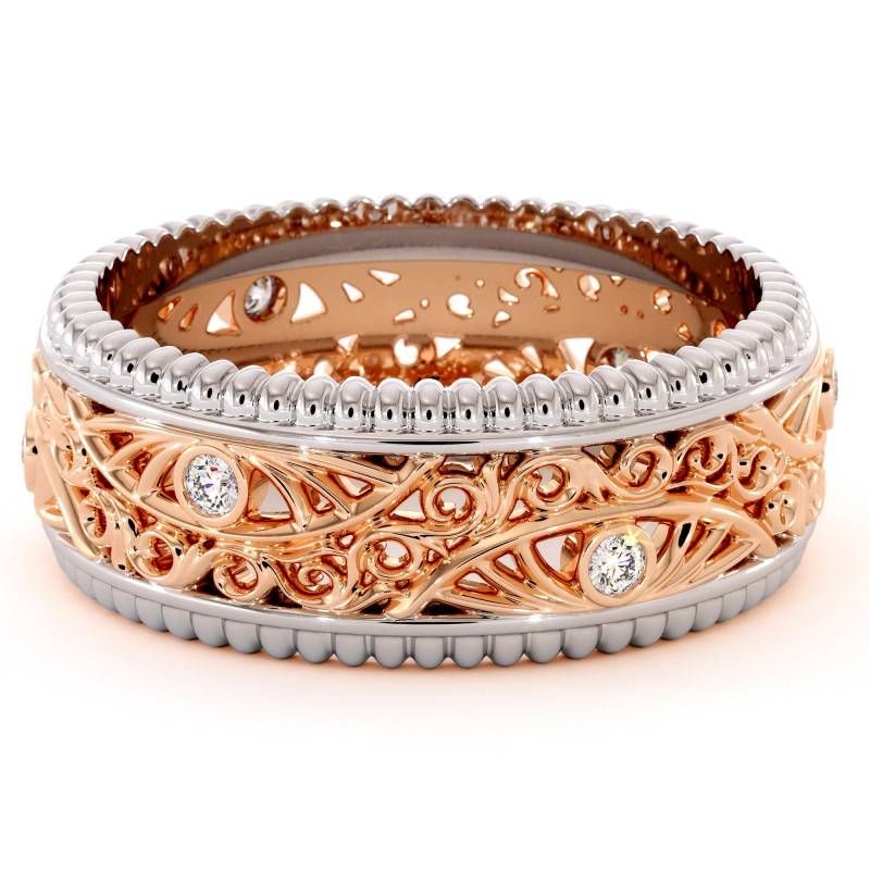 Diamant Herren Ehering Handgefertigter 14K Gold Einzigartiger Ring von AyalaDiamonds