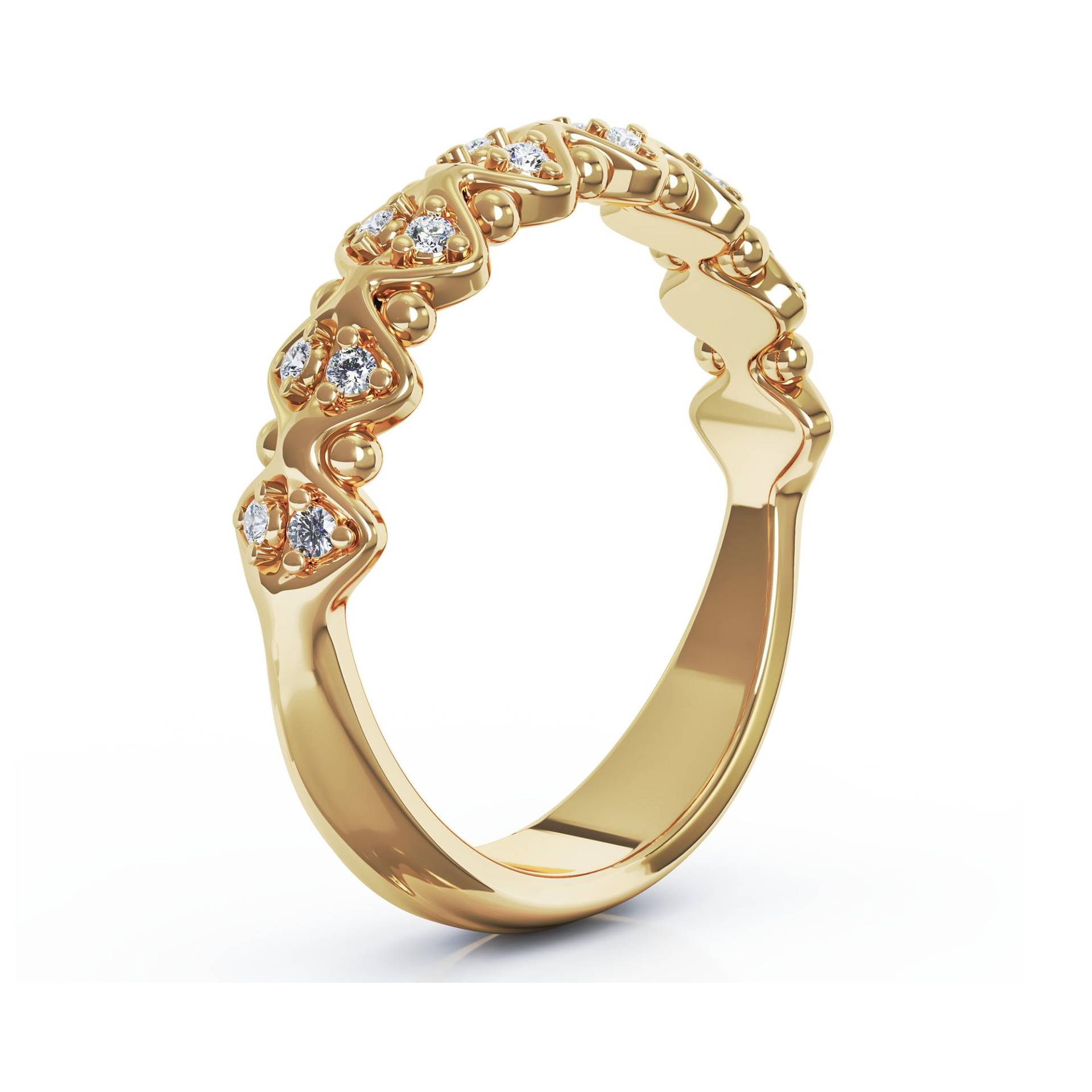 Einzigartige Strukturierte Half Eternity 14K Gold Band Camellia Einzigartige Eheringe von AyalaDiamonds