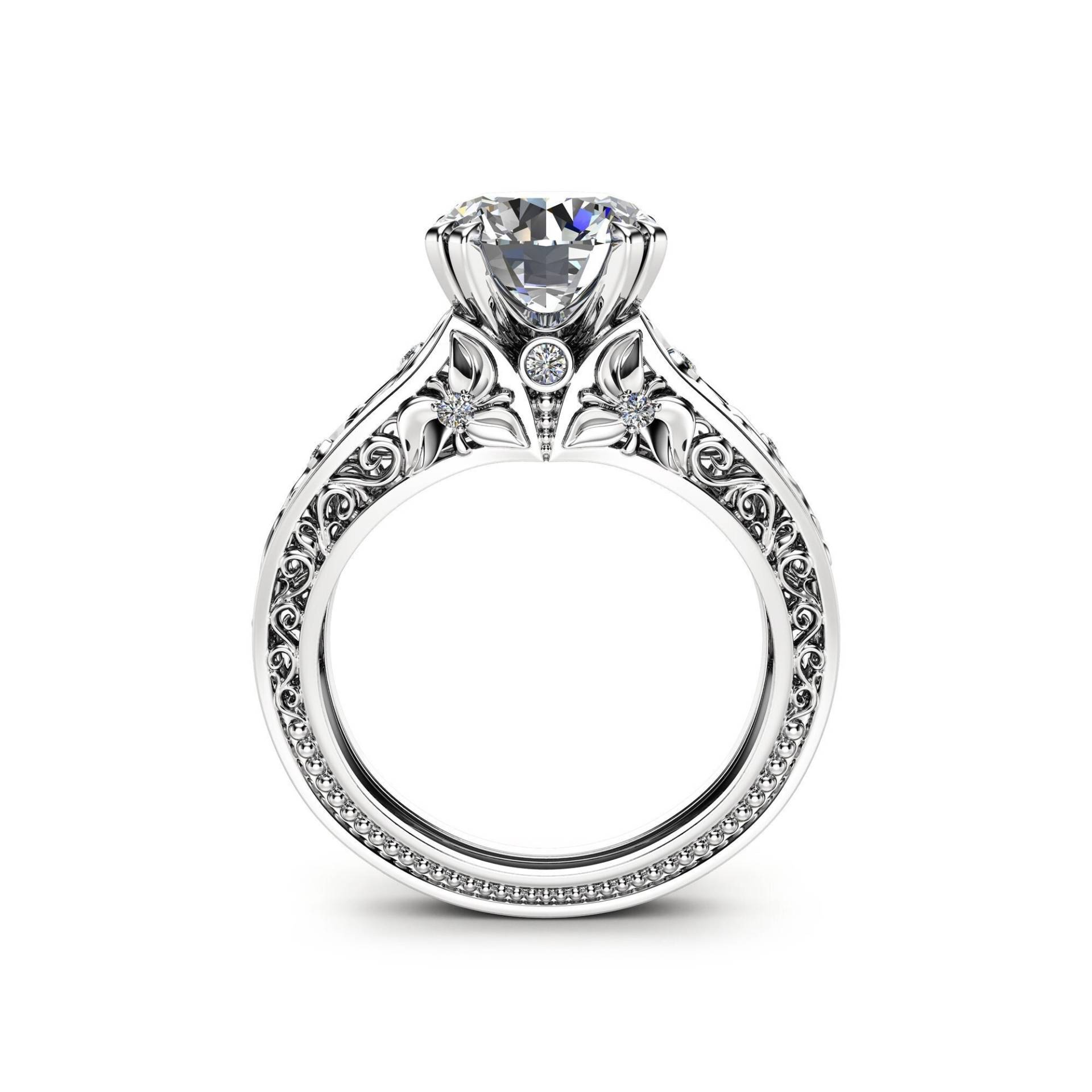 Einzigartiger Filigraner 14K Gold Verlobungsring Zertifizierter Lab Diamond Vintage Inspirierter Ring Einzigartiger Filigraner 14K Gold Verlobungsring Zertifizierter Lab Diamond Vintage Inspirierter Ring von AyalaDiamonds