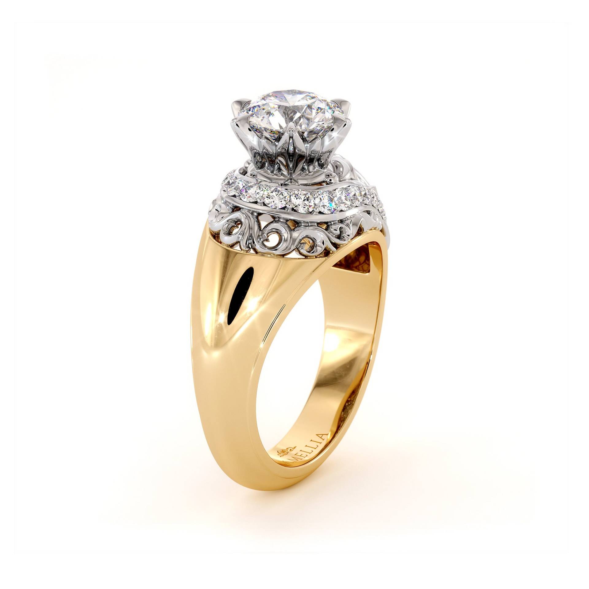 Erstaunlicher Moissanite Two Tone Gold Verlobungsring Einzigartiger Diamant Ring von AyalaDiamonds