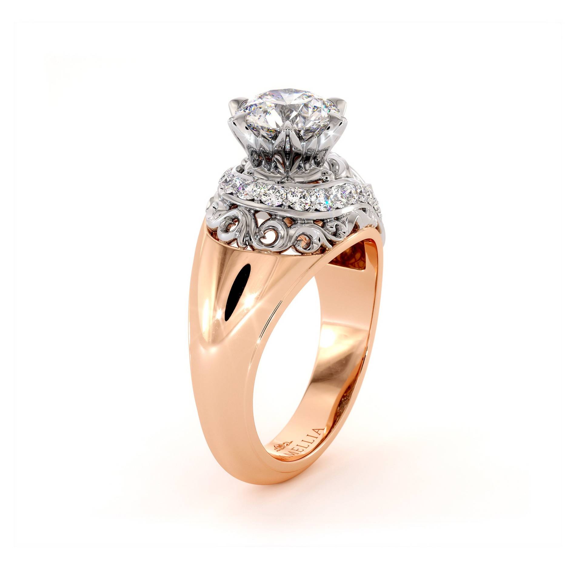 Einzigartiger Moissanite Two Tone Gold Verlobungsring Königlicher Diamant Ring von AyalaDiamonds