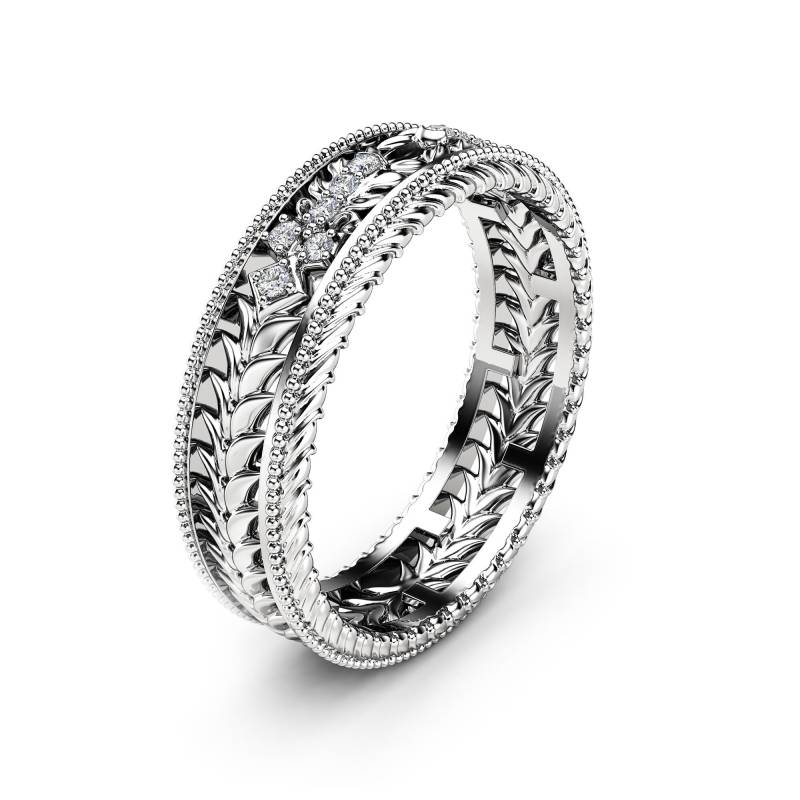 Filigraner Labradorit Ehering 14K Weißgold Unisex Ring von AyalaDiamonds