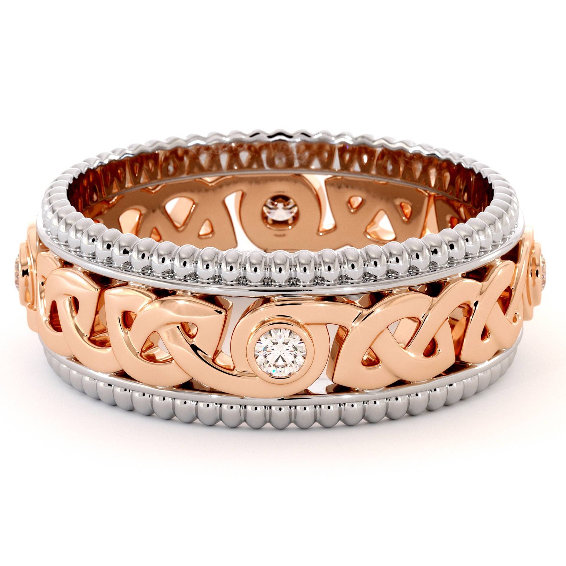 Herren Eternity Diamant Ehering 14K Weiß & Rose Gold Ring von AyalaDiamonds
