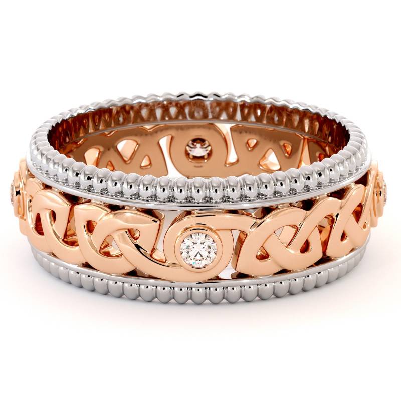 Herren Eternity Diamant Ehering 14K Weiß & Rose Gold Ring von AyalaDiamonds