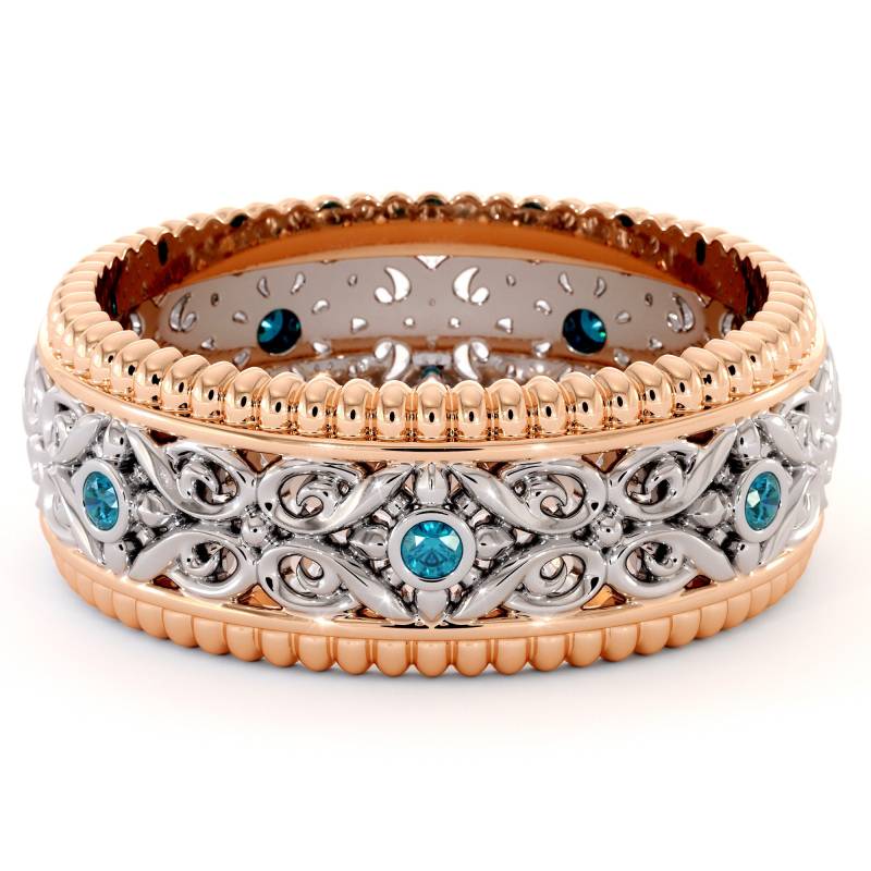 Jugendstil Ehering Blauer Diamant Herrenring Aus 585Er Gold von AyalaDiamonds