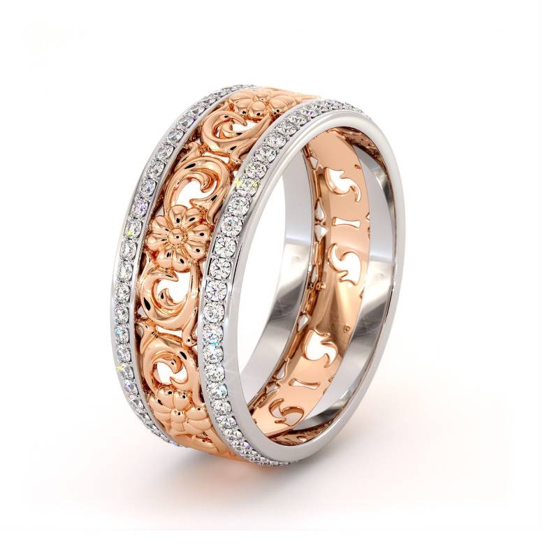 Lab Diamant 14K Zweifarbiger Gold Ehering von AyalaDiamonds