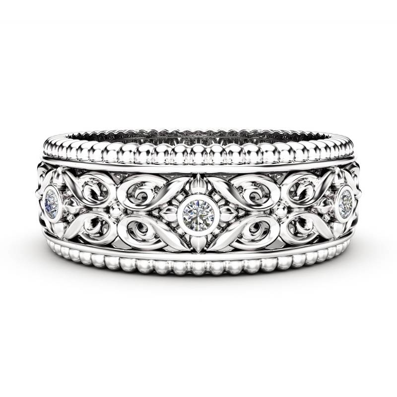 Lab Diamant Art Deco Ehering 14K Weißgold Ring von AyalaDiamonds