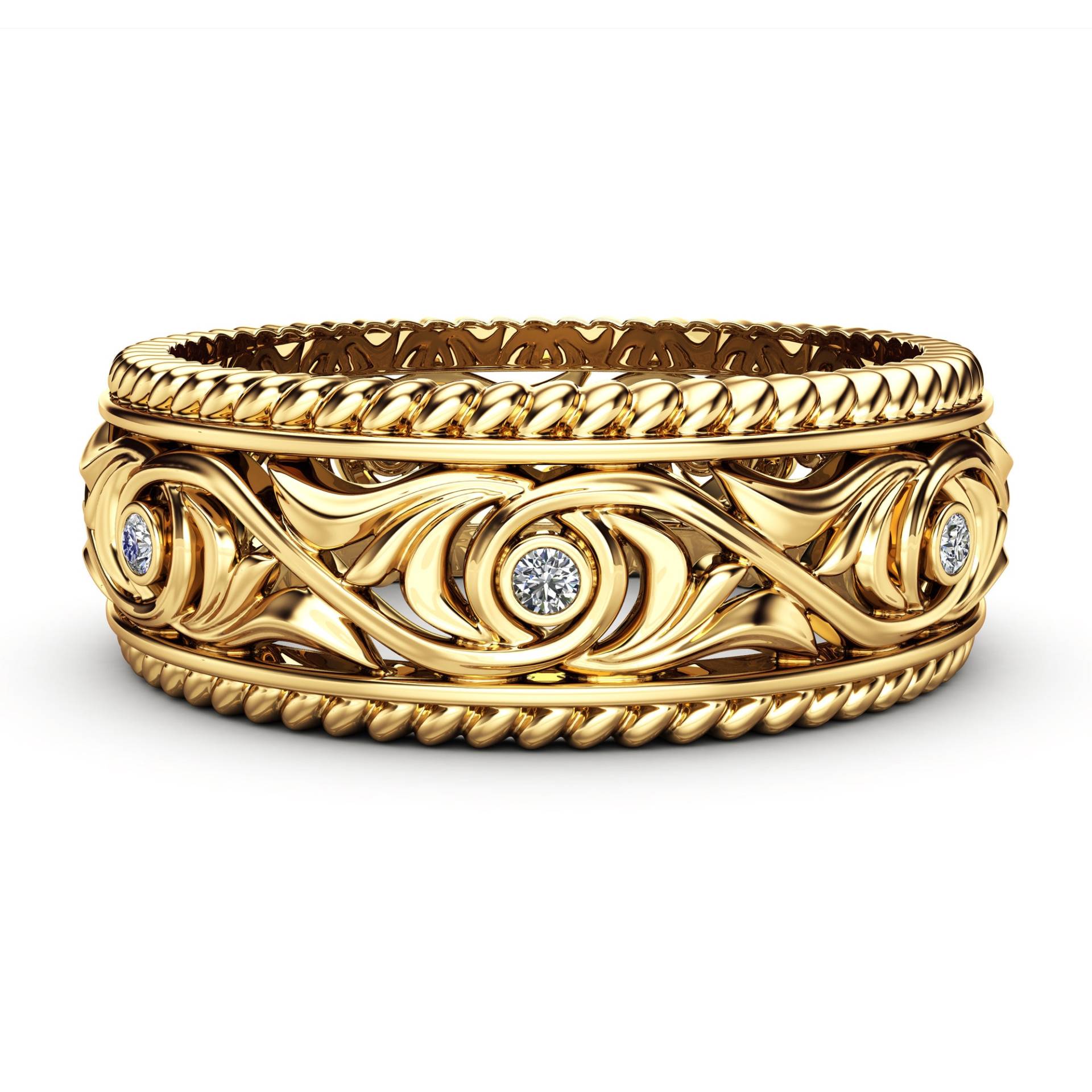 Lab Diamant Ehering 14K Gelbgold Art Deco Ring von AyalaDiamonds