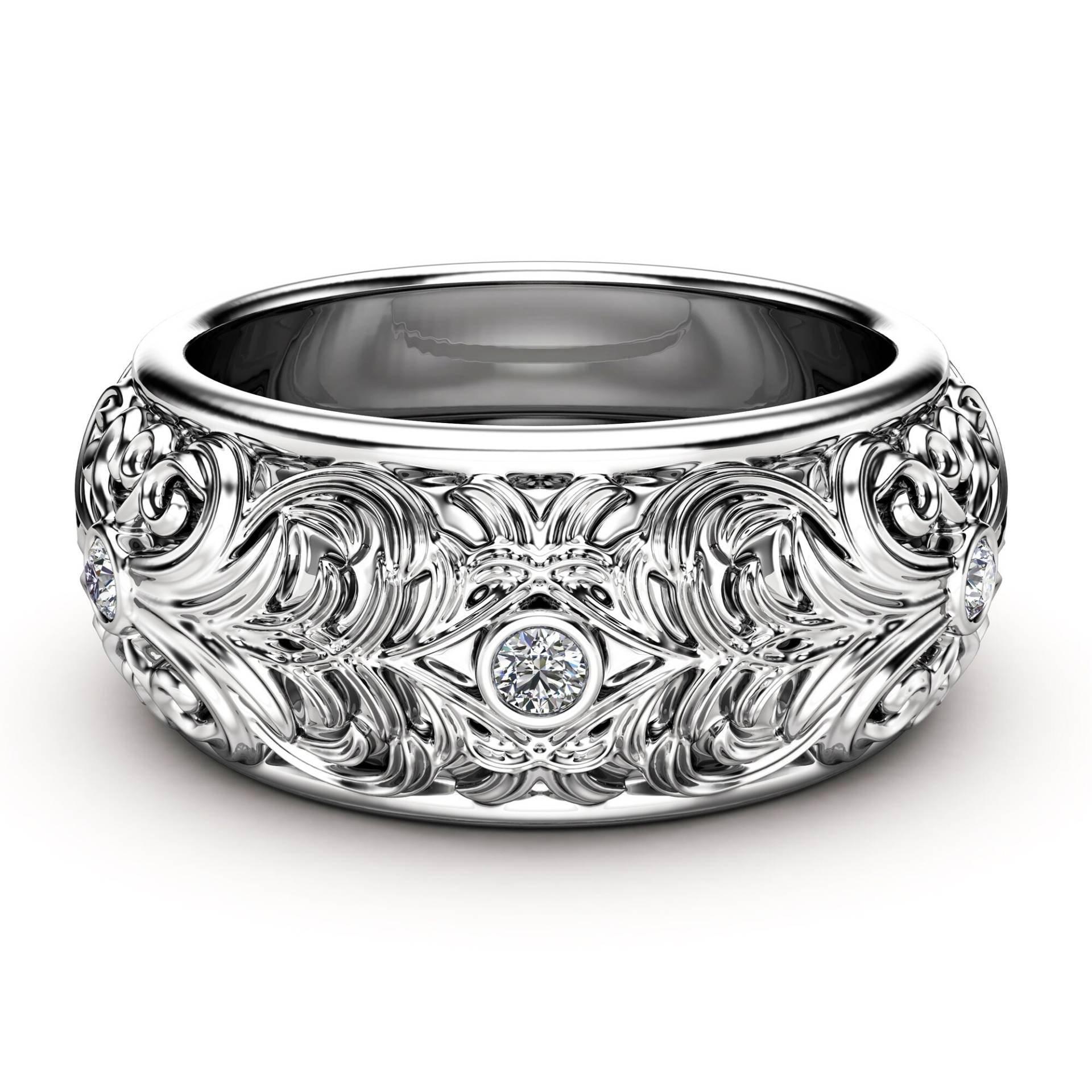 Lab Diamant Filigraner Ehering 14K Gold Ring Für Männer von AyalaDiamonds