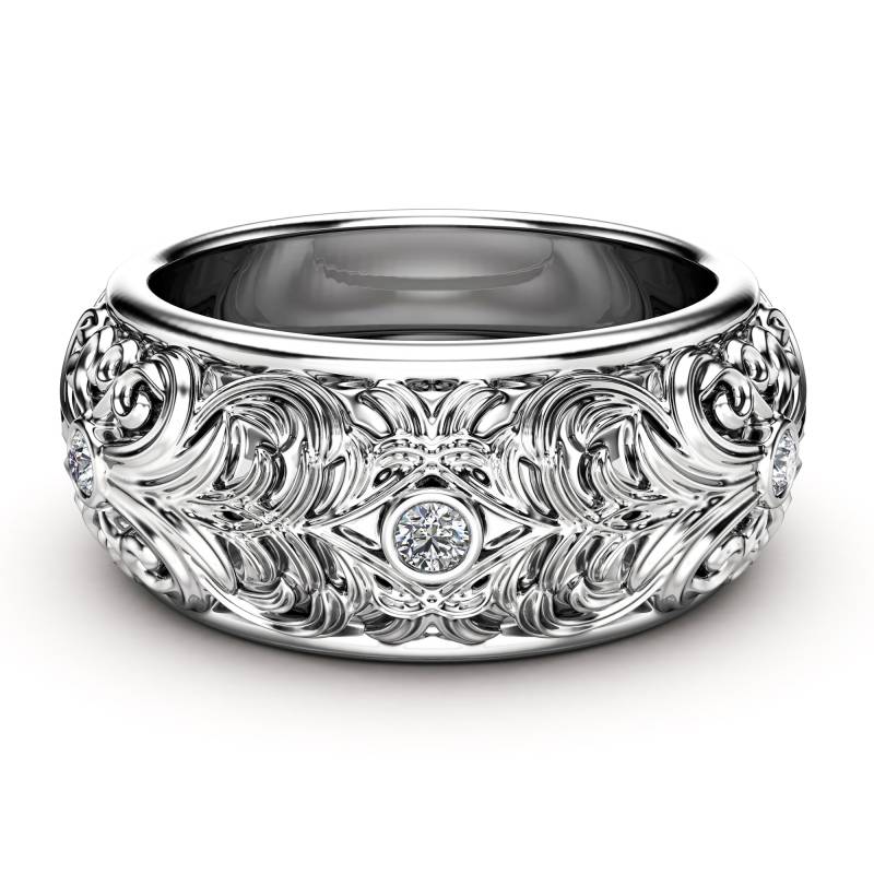 Lab Diamant Filigraner Ehering 14K Gold Ring Für Männer von AyalaDiamonds