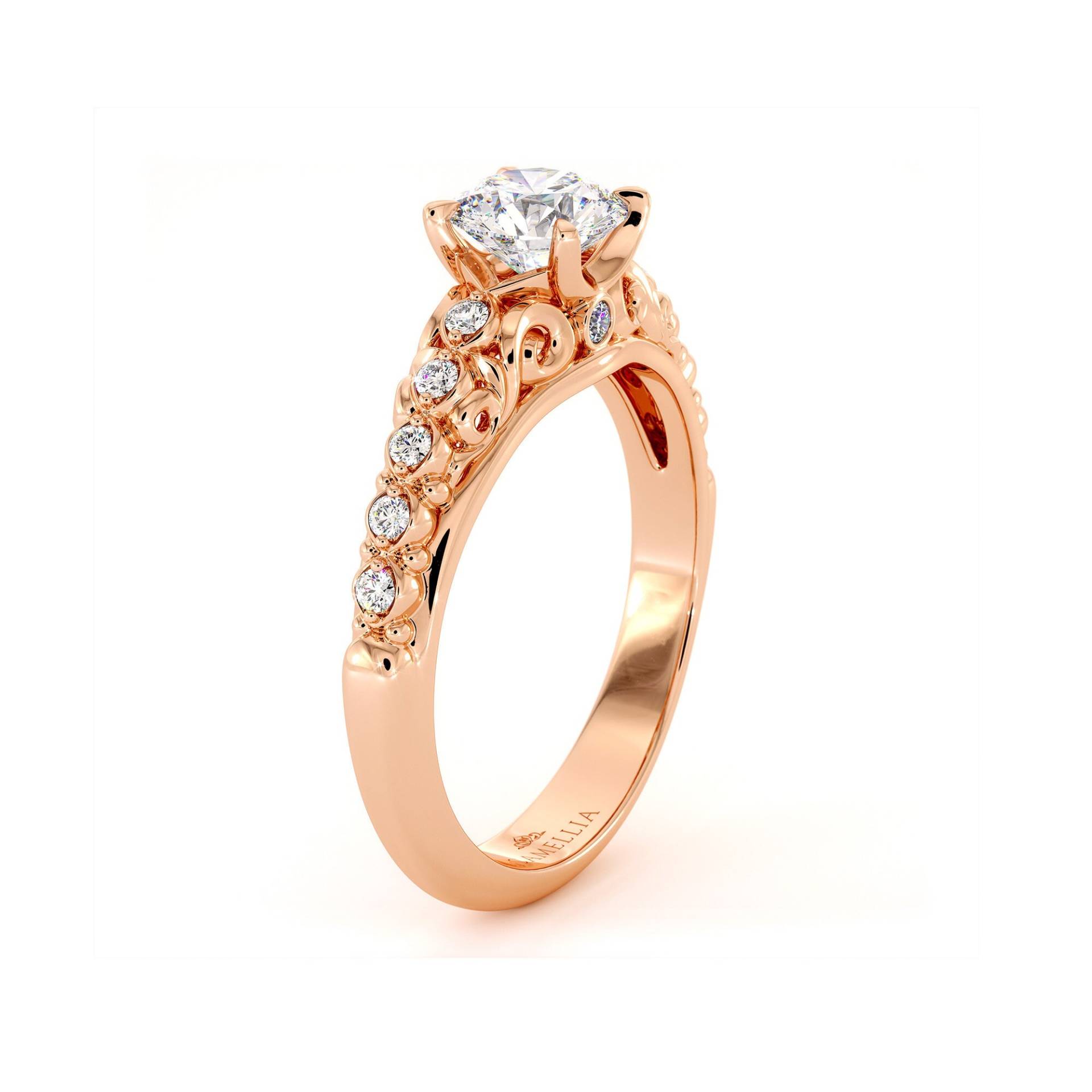 Rose Gold Einzigartige Filigrane Design Ring 6mm Moissanite Verlobungsring von AyalaDiamonds