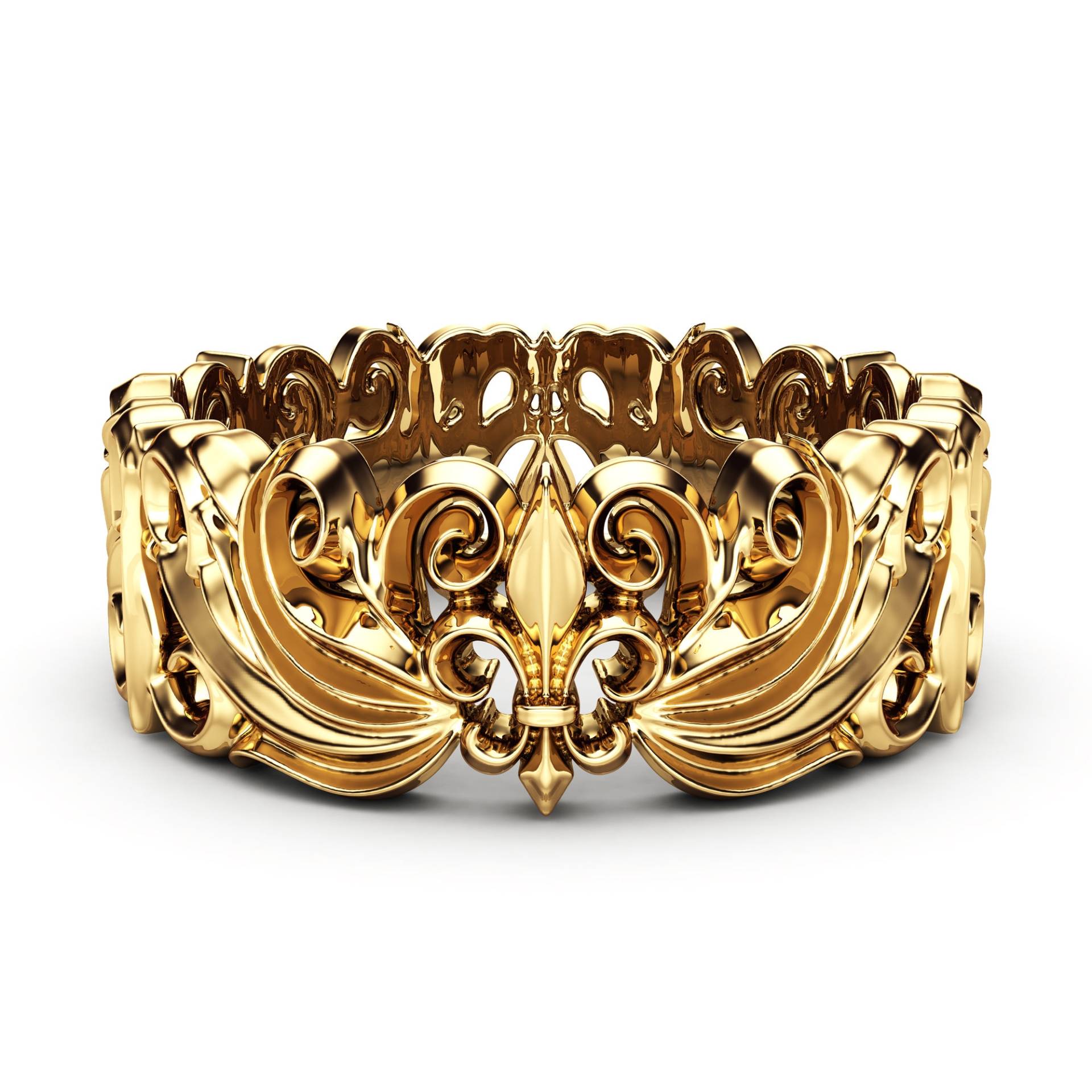 Solid Gold Einzigartige Textur Ehering Für Männer Art Deco Style von AyalaDiamonds