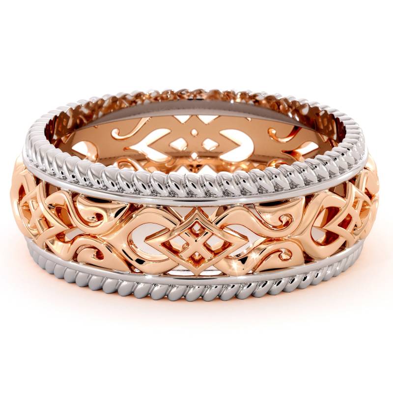 Vintage 14K Rose & Weißgold Herren Ehering von AyalaDiamonds