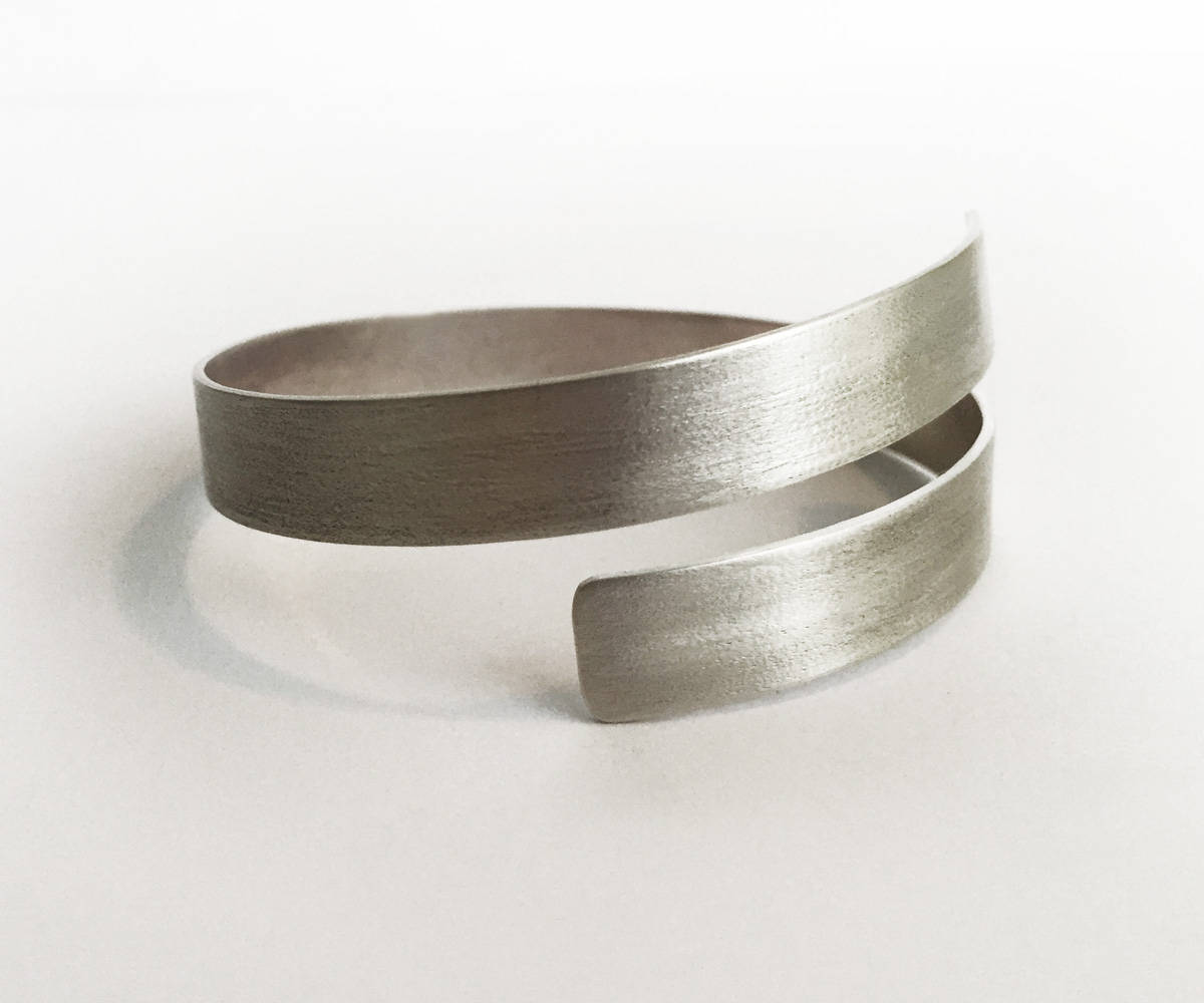 Manschette Offen Bypass Armband Silber Handmade Armreif Split Eleganter Breiter von AyalaVitkon