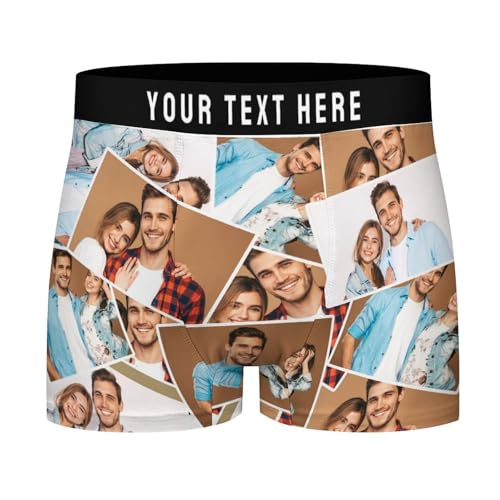 Benutzerdefinierte Foto Collage Text Herren Boxershorts Personalisierte Boxer Shorts für Männer Unterhosen Unterwäsche Boxershorts Geschenke für Freund Ehemann Geburtstag Weihnachten Valentinstag von Ayambetus