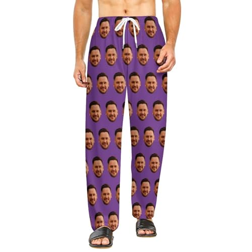 Benutzerdefinierte Foto Gesicht Pyjama Hosen für Männer Frauen Personalisierte Nachtwäsche Hosen Unisex Schlaf Lounge Hosen, Schlafhose Design Stil 1, L von Ayambetus