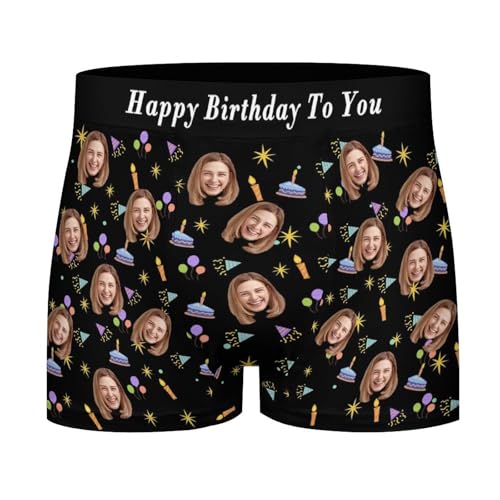 Personalisieren Foto Gesicht Herren Boxershorts Personalisierte Boxershorts für Männer Unterhosen Unterwäsche Hipster Retroshorts Geschenke für Freund Ehemann Geburtstag Weihnachten Valentinstag von Ayambetus