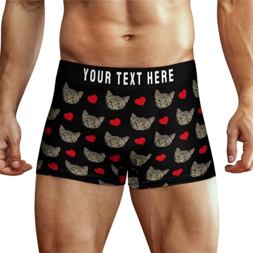 Personalisiert Haustier Boxershorts mit Foto Text Personalisierte Herren Boxershorts mit Fotogesicht individuelle Unterwäsche Unterhose Geschenke für Männer Ehemann Freund Vater Valentinstag Größe M von Ayambetus