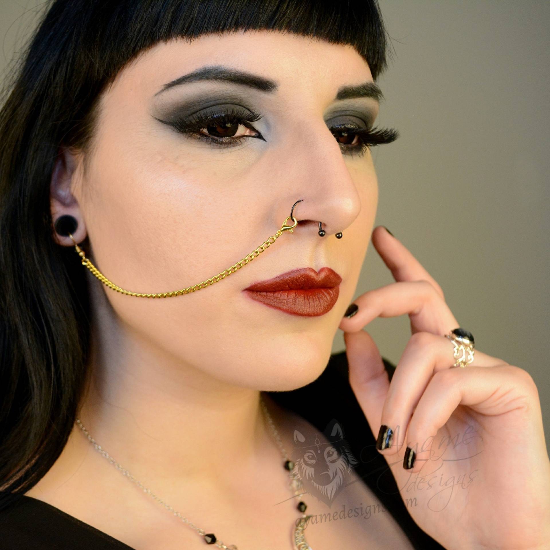 Gold Edelstahl Nase/Lip To Ohr Kette | Einzeln Gold Edelstahl Nase/Lip To Ohr Kette | Einzeln von AyameDesigns