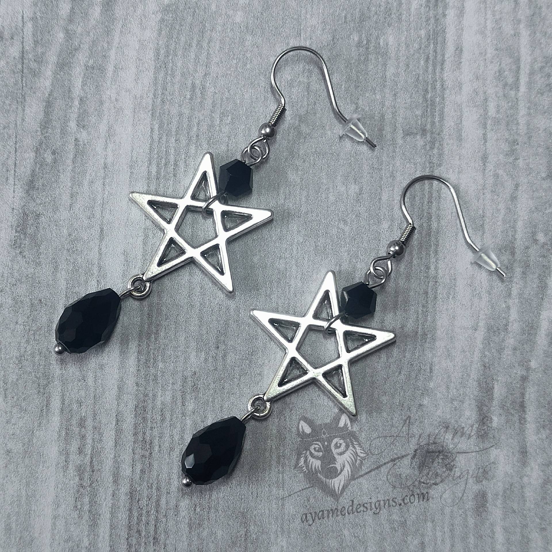Pentagram Teardrop Ohrhänger Aus Edelstahl Pentagram Teardrop Ohrhänger Aus Edelstahl von AyameDesigns